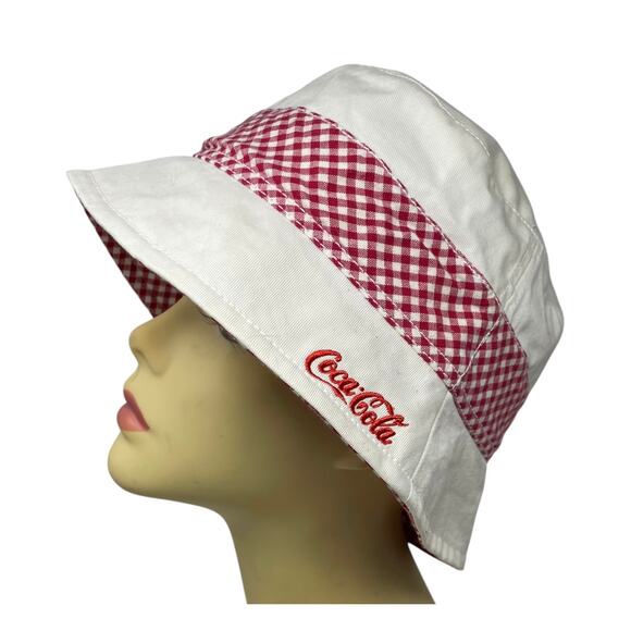 Coca-Cola Bucket Hat White With Red Check Band New With Tags Officially Licensed - Picture 2 of 10